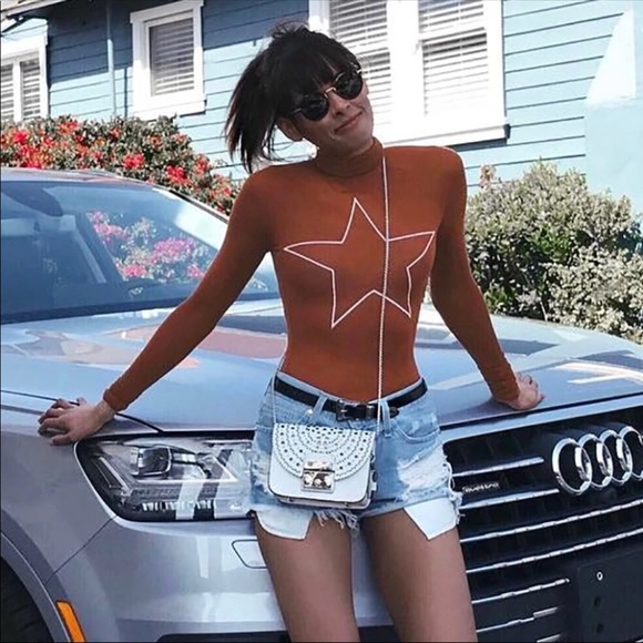 Ella rust color long sleeve star print sweater bx1 - Picture 2 of 7